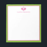 Pink Green Personalized Name Fun Pickleball  Notepad<br><div class="desc">A Super fun notepad for pickleball lovers! Design features crossed pickleball paddles and your custom text. Add a name, monogram, club name, etc. Easily change the colors too. Makes a really thoughtful birthday or holiday gift for your tournament partner, coach or anyone who is obsessed with the awesome sport of...</div>