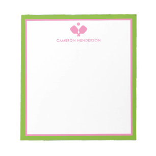 Pink Green Personalized Name Fun Pickleball  Notepad