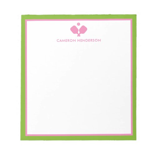 Pink Green Personalized Name Fun Pickleball  Notepad