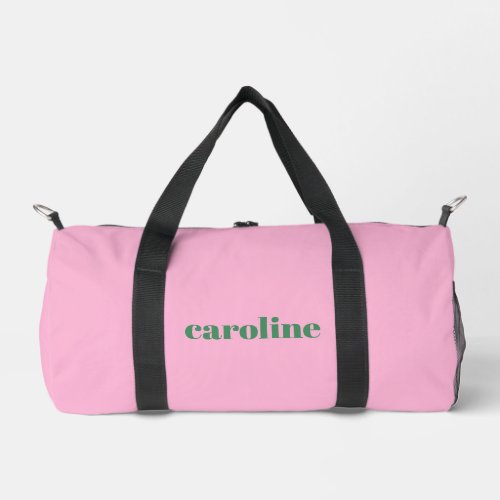 Pink Green Personalized Name Preppy Bridesmaid  Duffle Bag
