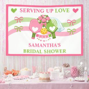 Pink & Green Pickleball Bridal Shower Banner