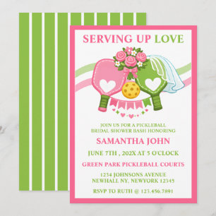 Pink & Green Pickleball Bridal Shower Invitation