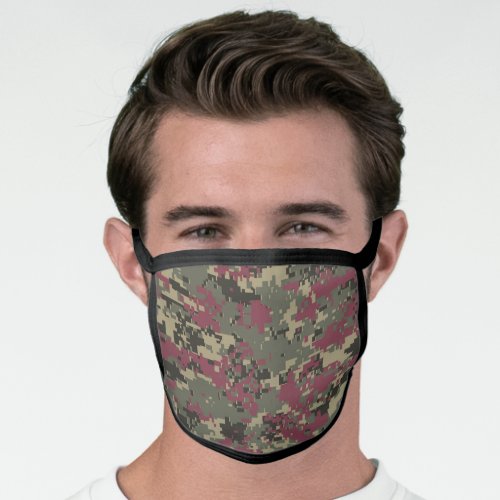 Pink  Green Pixel Camo Camouflage Face Mask
