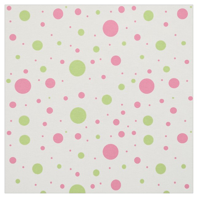Pink Green Polka Dot Geometric Design Fabric (Swatch)