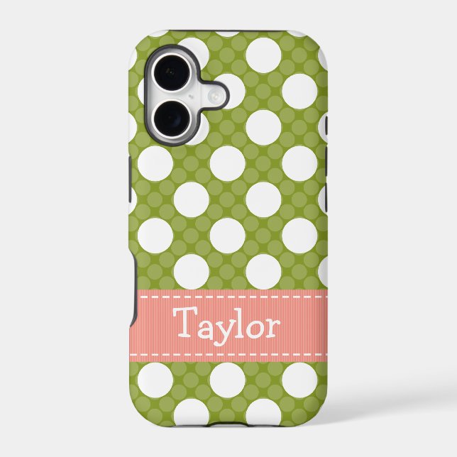 Pink Green Polka Dot Iphone Case (Back)