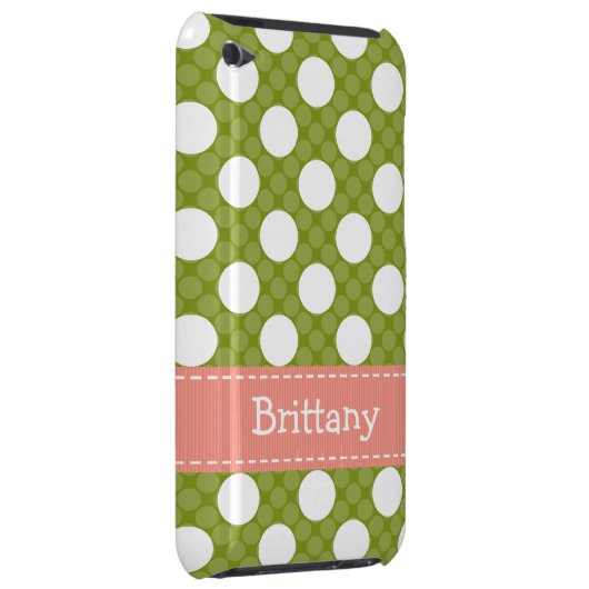 Pink Green Polka Dot iPod Touch 4th Gen Case Cover (Back/Right)