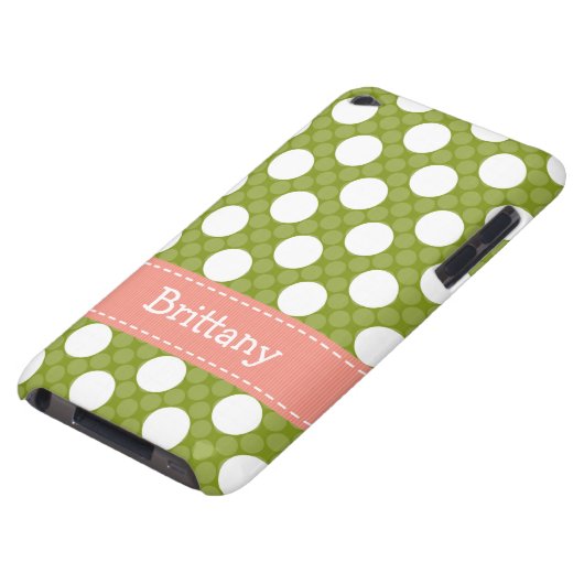 Pink Green Polka Dot iPod Touch 4th Gen Case Cover (Bottom)