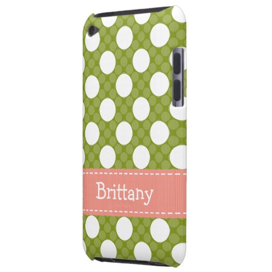 Pink Green Polka Dot iPod Touch 4th Gen Case Cover (Back Left)