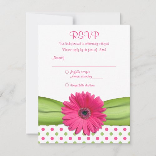 Pink &amp; Green Polka Dots Bat Mitzvah Reply Card