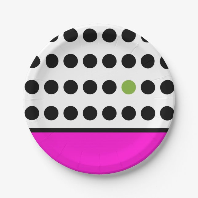 Pink Green Polka Dots Paper Plates (Front)