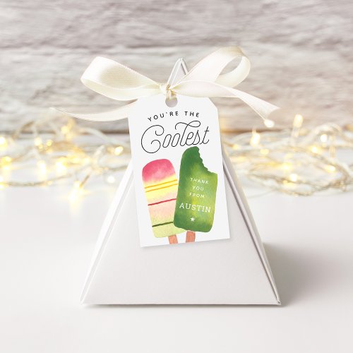 Pink Green Popsicle Birthday Party Thank You Favor Gift Tags