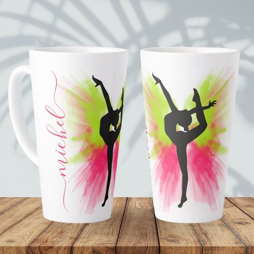 Pink  Green Powder Explosion Gymnastics Latte Mug