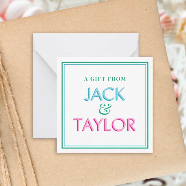 Pink & Green Preppy Personalized Sibling Gift  Note Card (Creator Uploaded)