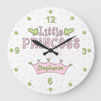 Pink & Green Princess Wall Clock by DizzyDebbie at Zazzle