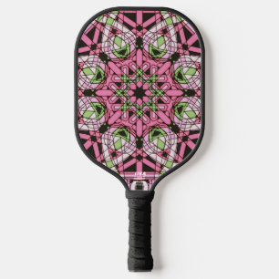 Pink & Green Psychedelic Kaleidoscope Mandala Pickleball Paddle