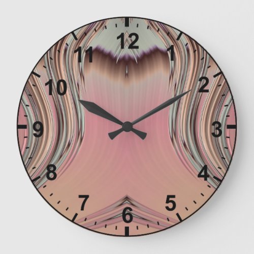 Pink Green Purple Beige Fractal Pattern Large Clock