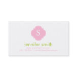 Pink Green Quatrefoil Monogram Stripes Pattern Calling Card Pink Green Quatrefoil Monogram Stripes Pattern Calling Card