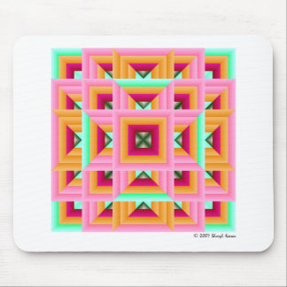 Pink Green Quilt Pattern 3 Mouse Pad