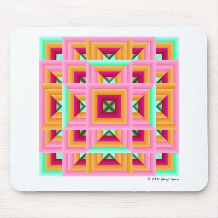 Pink Green Quilt Pattern 3 Mousepads