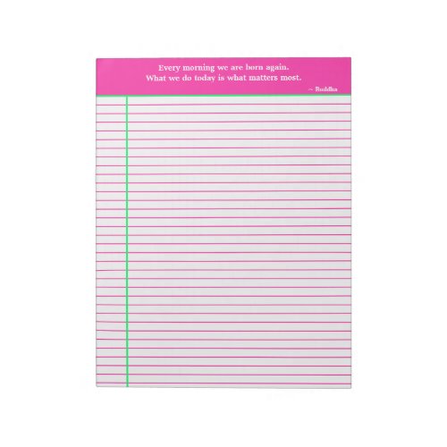 Pink  Green Quotation Personalized  Notepad