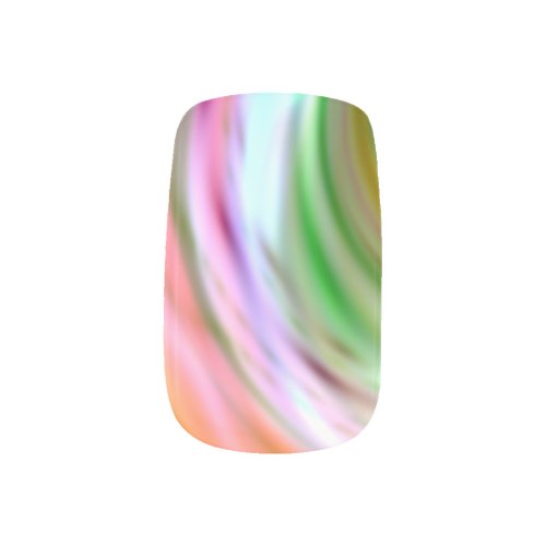 Pink Green Rainbow Asymmetric Stripe Minx Nail Art