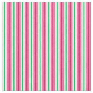 Pink, Green, Red and Green Striped Fabric