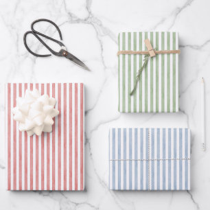 Pink Green Red Stripes Birthday Wrapping Paper Sheets