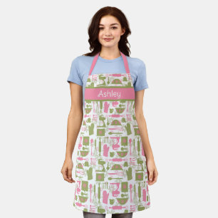 Pink Green Retro Baking Apron