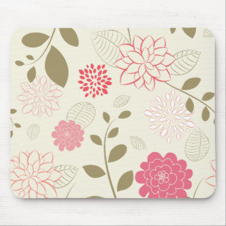 Pink & Green Retro Floral Fashion Mouse Pad