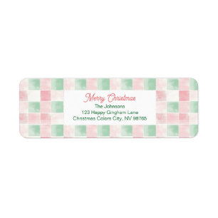 Pink Green Retro Pattern Christmas Label