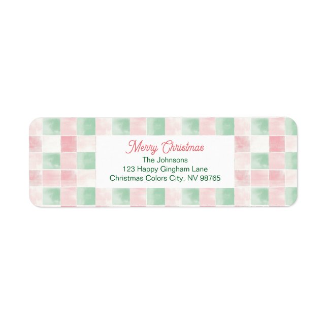Pink Green Retro Pattern Christmas Label (Front)