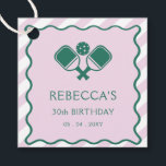 Pink Green Retro Pickleball 30th Birthday Favor Tags<br><div class="desc">Pink Green Retro Pickleball 30th Birthday Favor Tags</div>
