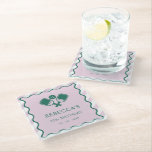 Pink Green Retro Pickleball 30th Birthday Glass Coaster<br><div class="desc">Pink Green Retro Pickleball 30th Birthday Favors</div>