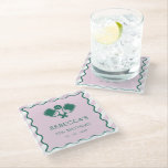 Pink Green Retro Pickleball 30th Birthday Glass Coaster<br><div class="desc">Pink Green Retro Pickleball 30th Birthday Favors</div>