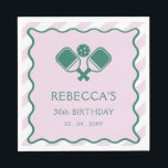 Pink Green Retro Pickleball 30th Birthday Napkins<br><div class="desc">Pink Green Retro Pickleball 30th Birthday Napkins</div>