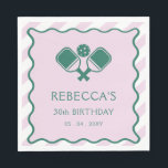 Pink Green Retro Pickleball 30th Birthday Napkins<br><div class="desc">Pink Green Retro Pickleball 30th Birthday Napkins</div>