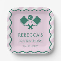Pink Green Retro Pickleball 30th Birthday
