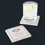 Pink Green Retro Pickleball 30th Birthday Stone Coaster<br><div class="desc">Pink Green Retro Pickleball 30th Birthday Favors</div>