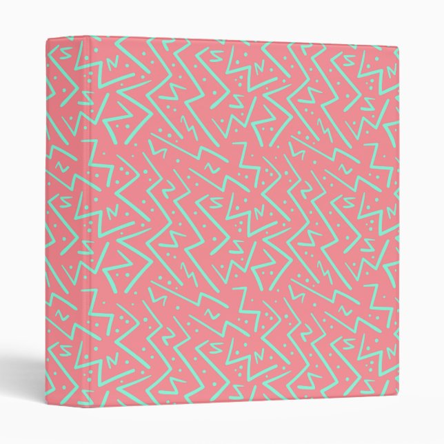 Pink & Green Retro Psychedelic Design 3 Ring Binder (Front/Spine)