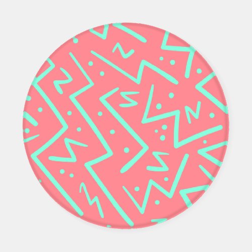 Pink  Green Retro Psychedelic Design Coaster Set
