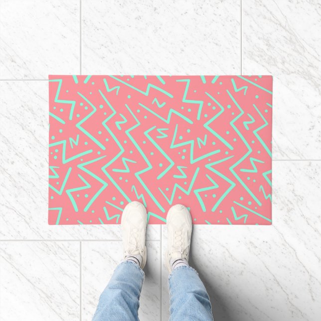 Pink & Green Retro Psychedelic Design Doormat (Indoor)