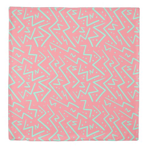 Pink  Green Retro Psychedelic Design Duvet Cover