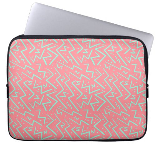 Pink  Green Retro Psychedelic Design Laptop Sleeve