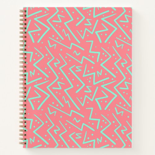 Pink  Green Retro Psychedelic Design Notebook