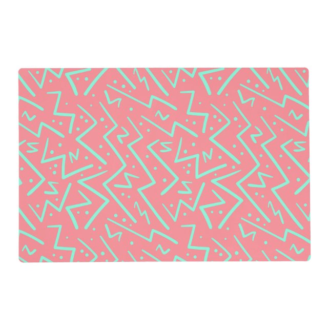 Pink & Green Retro Psychedelic Design Placemat (Front)