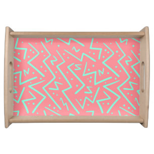 Pink & Green Retro Psychedelic Design Serving Tray