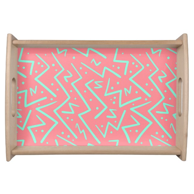 Pink & Green Retro Psychedelic Design Serving Tray (Front)