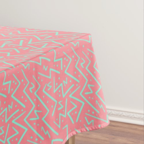 Pink  Green Retro Psychedelic Design Tablecloth