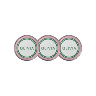pink green retro stripe modern minimal golf ball marker