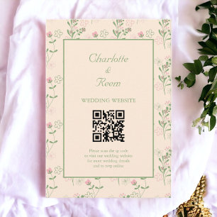 Pink Green Retro Y2K 70s Flower Pattern Enclosure Card
